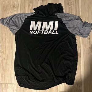 Holloway Black and Gray MMI softball Short Sleeve Tee Hoodie